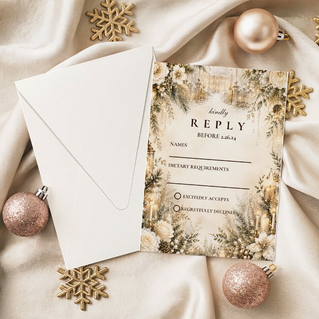 Cartons Réponse Mariage Élégant d'Hiver (Créateur téléchargé)