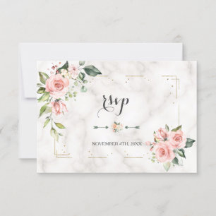Cartons Réponse Mariage élégant en camaïeu de rose et or pailleté