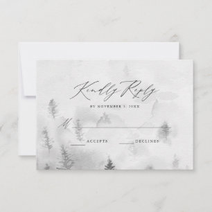 Cartons Réponse Mariage élégant en forêt grise d'hiver