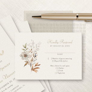 Cartons Réponse Mariage élégant Fleur sauvage d'automne
