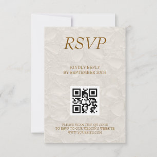 Cartons Réponse Mariage Elegant Floral Beige QR
