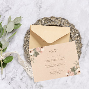 Cartons Réponse Mariage Élégant Floral Botanique Moderne