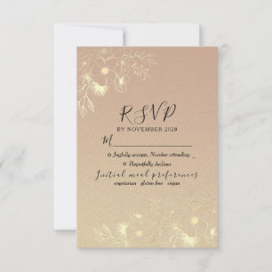Cartons Réponse Mariage élégant floral rose gold 