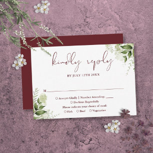 Cartons Réponse Mariage Élégant Floral Végétal Rosewood Rose