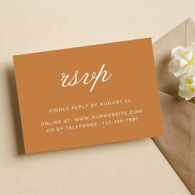Cartons Réponse Mariage Élégant Formel Orange Brûlée (Elegant burnt orange wedding RSVP cards make guest responses easy with refined style.)
