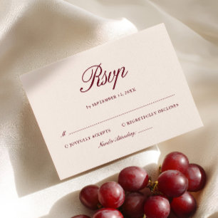 Cartons Réponse Mariage élégant ivoire beige et burgundy rétro