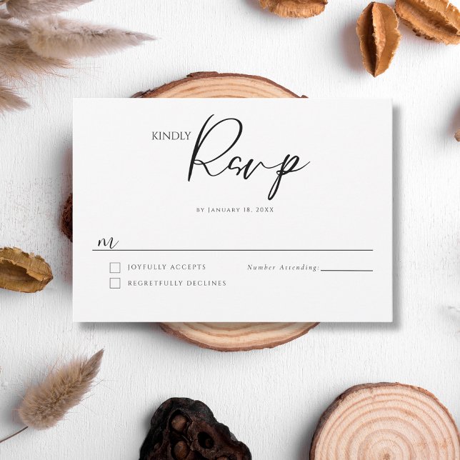 Cartons Réponse Mariage Élégant Minimaliste (Créateur téléchargé)