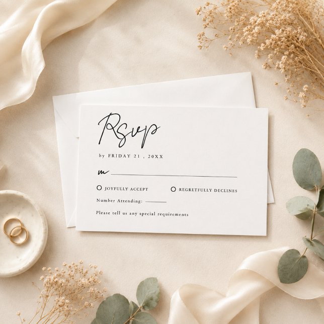 Cartons Réponse Mariage Élégant Minimaliste (Créateur téléchargé)