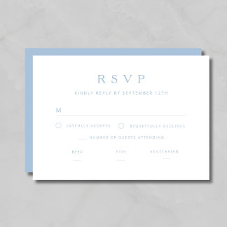 Cartons Réponse Mariage Élégant Minimaliste Bleu