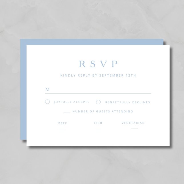 Cartons Réponse Mariage Élégant Minimaliste Bleu (Créateur téléchargé)