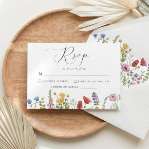 Cartons Réponse Mariage Élégant Minimaliste Fantaisiste aux Fleurs