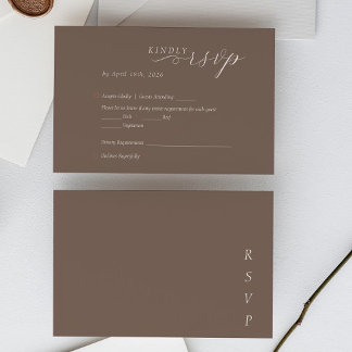 Cartons Réponse Mariage Élégant Minimaliste Taupe Ivoire Script