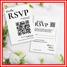 Mariage élégant moderne avec QR Code noir et blanc