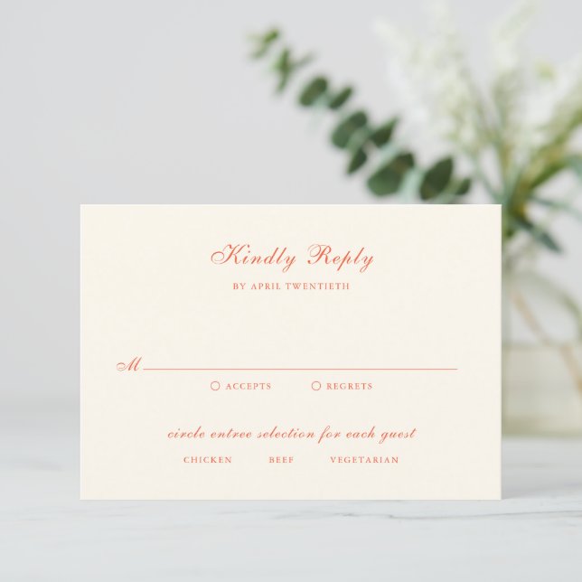 Cartons Réponse Mariage Élégant Moderne Classique Terracotta (Debout devant)
