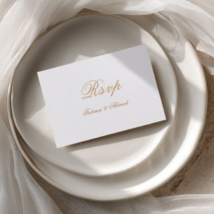 Cartons Réponse Mariage Élégant Moderne Minimaliste Or Style Scrip