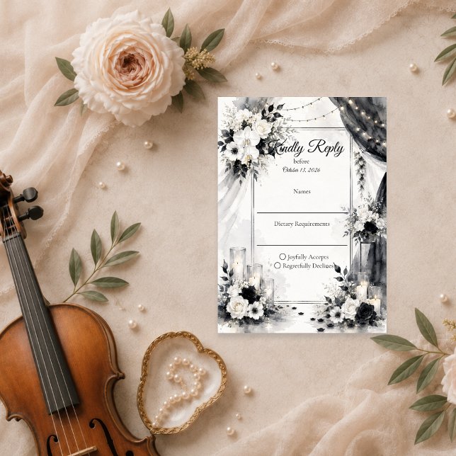 Cartons Réponse Mariage Élégant Monochrome (Créateur téléchargé)