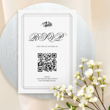 Mariage élégant noir et blanc avec branche et code