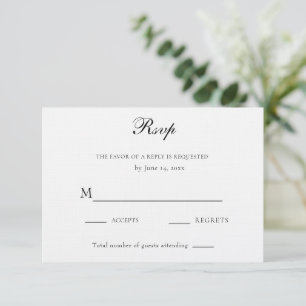 Cartons Réponse Mariage Élégant Noir et Blanc Classique