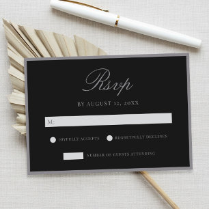 Cartons Réponse Mariage Élégant Noir Mat Old Money