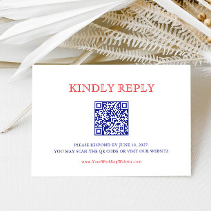Cartons Réponse Mariage élégant patriotique du 4 juillet   Code QR