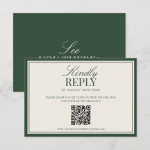 Mariage élégant QR Code Argent Vert Classique