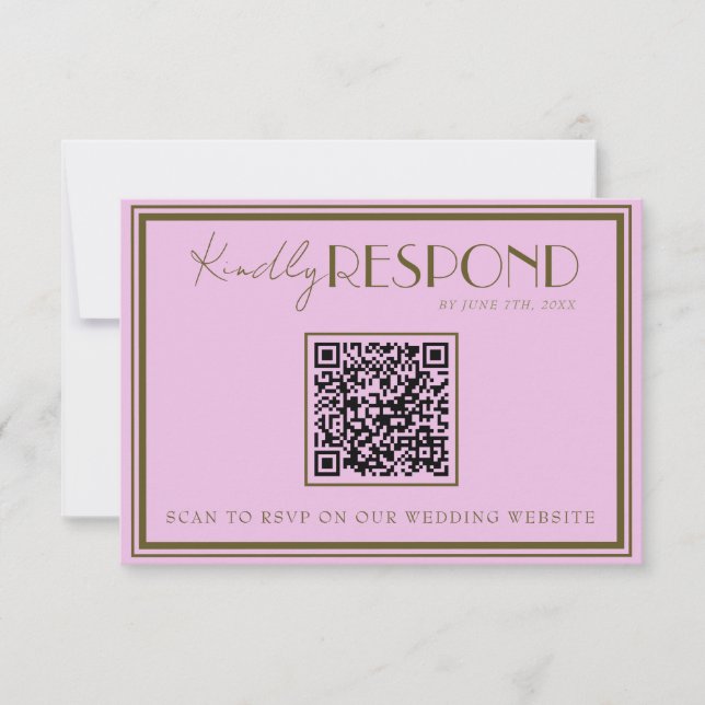 Cartons Réponse Mariage élégant QR Code Prairie Rose Argent de Poc (Devant)