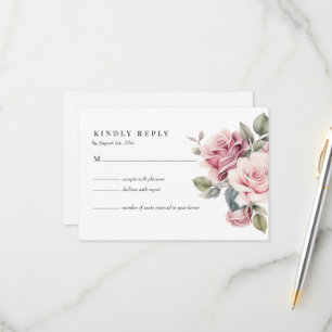 Cartons Réponse Mariage Élégant Romantique Moderne Chic Rose Rose