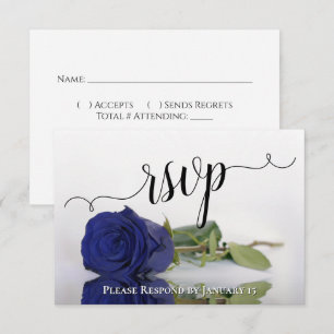 Cartons Réponse Mariage Élégant Rose Reflet Bleu Marine Profond