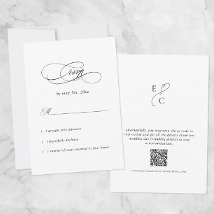 Cartons Réponse Mariage élégant Simple moderne Monogramme QR Code