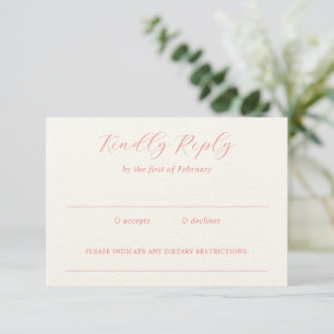 Cartons Réponse Mariage élégant traditionnel corail rose