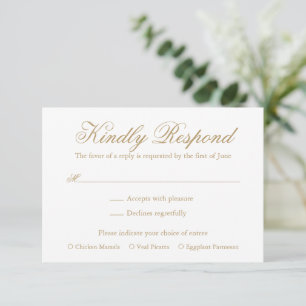 Cartons Réponse Mariage élégant traditionnel Gold Formal