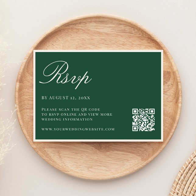Cartons Réponse Mariage élégant vert QR Code à l'ancienne (Créateur téléchargé)