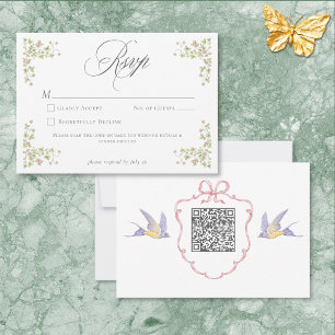 Cartons Réponse Mariage élégant victorien au pastel avec QR