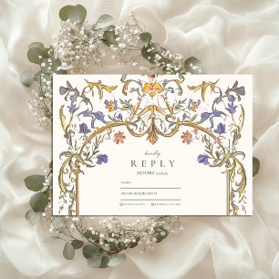 Cartons Réponse Mariage élégant victorien avec cadre floral