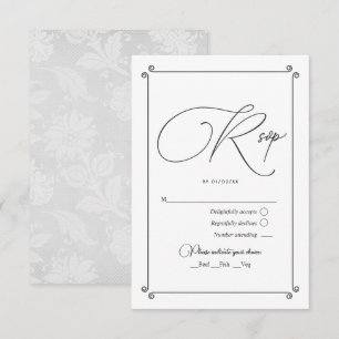 Cartons Réponse Mariage Élégant Vintage avec Écriture et Dentelle
