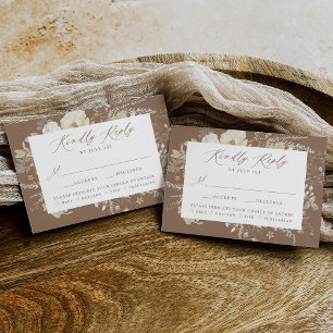 Cartons Réponse Mariage Élégant Vintage Floral Choix de Repas Brun
