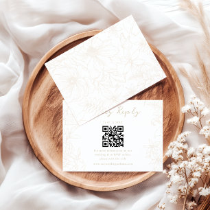 Cartons Réponse Mariage élégant vintage ivoire floral QR Code