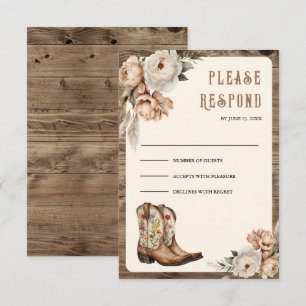 Cartons Réponse Mariage en bottes de cowboy occidentales