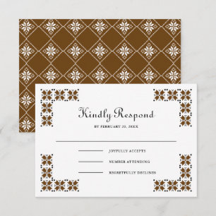 Cartons Réponse Mariage en broderie ukrainienne marron et noir