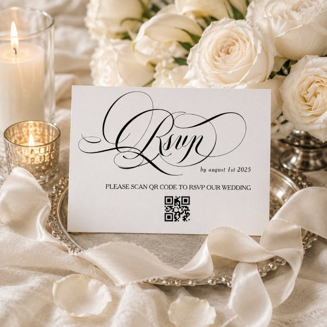 Cartons Réponse Mariage en calligraphie blanche et noire (Créateur téléchargé)