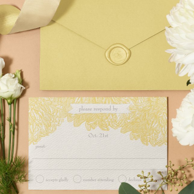Cartons Réponse Mariage en fleur Dahlia jaune Iris (Créateur téléchargé)