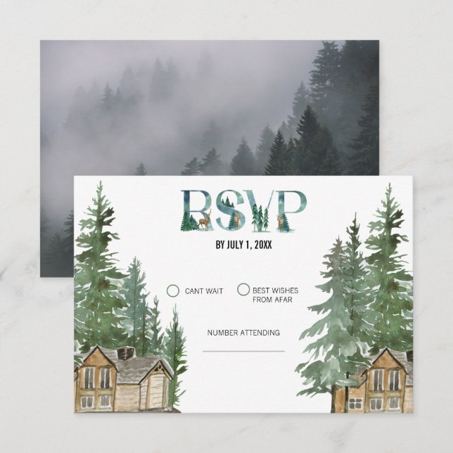 Cartons Réponse Mariage en forêt  (Devant / Derrière)