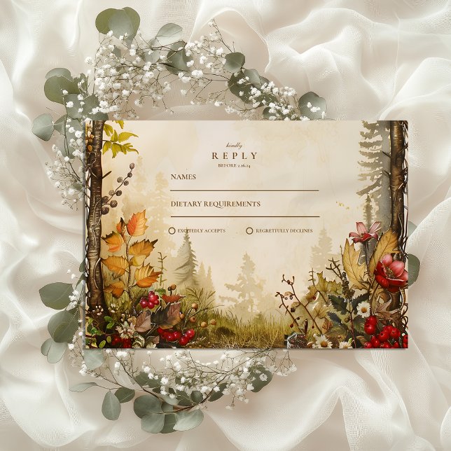 Cartons Réponse Mariage en forêt automnale (Créateur téléchargé)