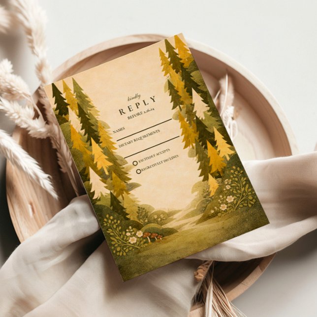 Cartons Réponse Mariage en Forêt de Pins Dorés (Créateur téléchargé)