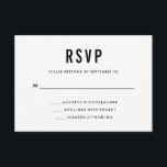 Cartons Réponse Mariage en gras | Noir et blanc et arrière solide<br><div class="desc">Cette carte de réponse mariage moderne comporte du texte noir et gras sur un arrière - plan blanc.</div>