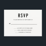 Cartons Réponse Mariage en gras | Noir et blanc et arrière solide<br><div class="desc">Cette carte de réponse mariage moderne comporte du texte noir et gras sur un arrière - plan blanc.</div>