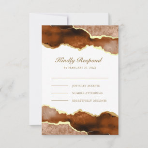 Cartons Réponse Mariage en marbre d'Agate en terracotta or orange