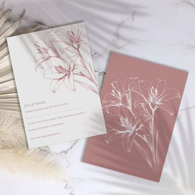 Cartons Réponse Mariage en plan rose Lily (Créateur téléchargé)