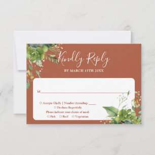 Cartons Réponse Mariage en terre cuite Eucalyptus