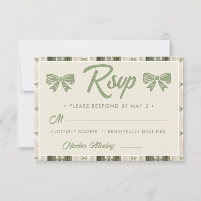 Cartons Réponse Mariage en vert sauge et denim rustique (Devant)